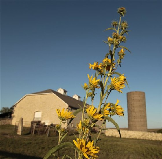 The massive three-story stone barn is pictured at the Tallgrass Prairie National Preserve near Strong City, Kan. The 11,000 acre preserve gives tourists a glimpse of what settlers on the Kansas prairie would have seen.